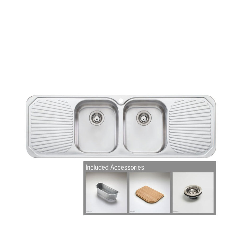 Oliveri Petite Double Bowl Sink & Double Drainer PE353 - PE353 1TH