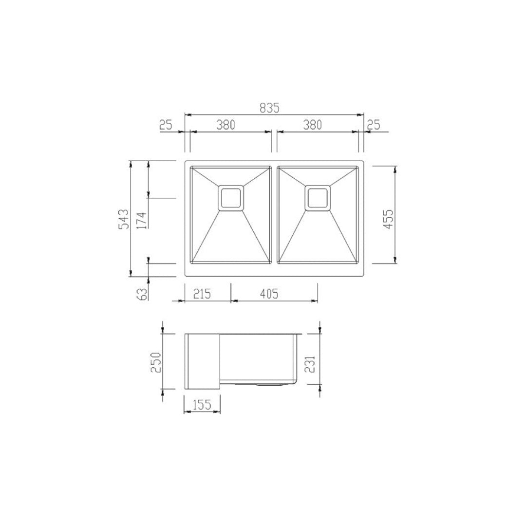 Oliveri Professional Butler Series Double Bowl Undermount Sink PR1263U