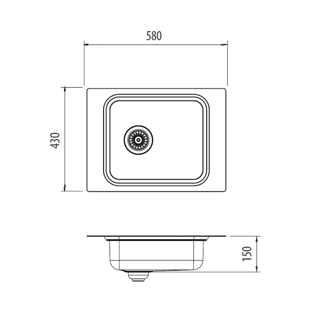 Oliveri Puro Topmount Care Sink - 1 Tap hole PU2855