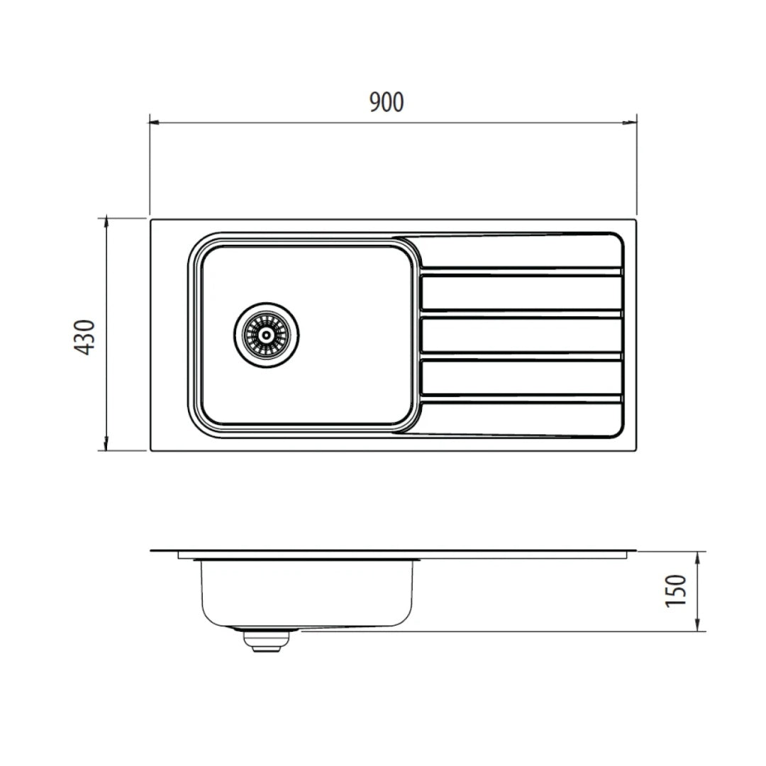 Oliveri Puro Topmount Care Sink & Drainer - 0 Taphole PU2820