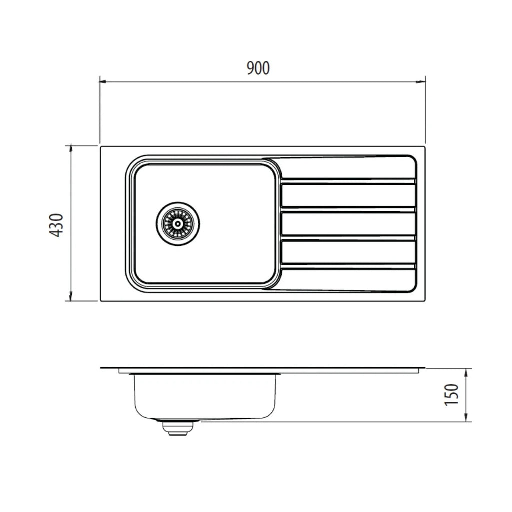Oliveri Puro Topmount Care Sink with Drainer - 1 Taphole PU2825