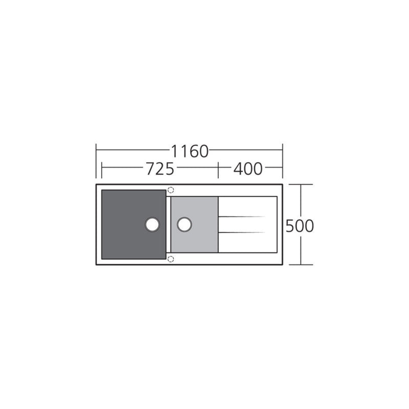 Oliveri Santorini 1 & 3-4 Left Hand Sink & Drainer ST-BL1510LHB