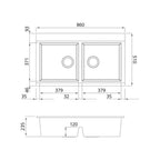 Oliveri Santorini Black Double Bowl Topmount Sink with Glass Top | ST-BL1566GT OF