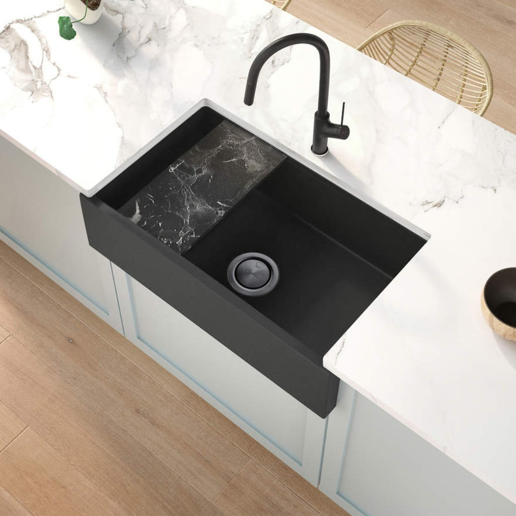 Oliveri Santorini Black Farmhouse Undermount Sink - ST-BL1584U