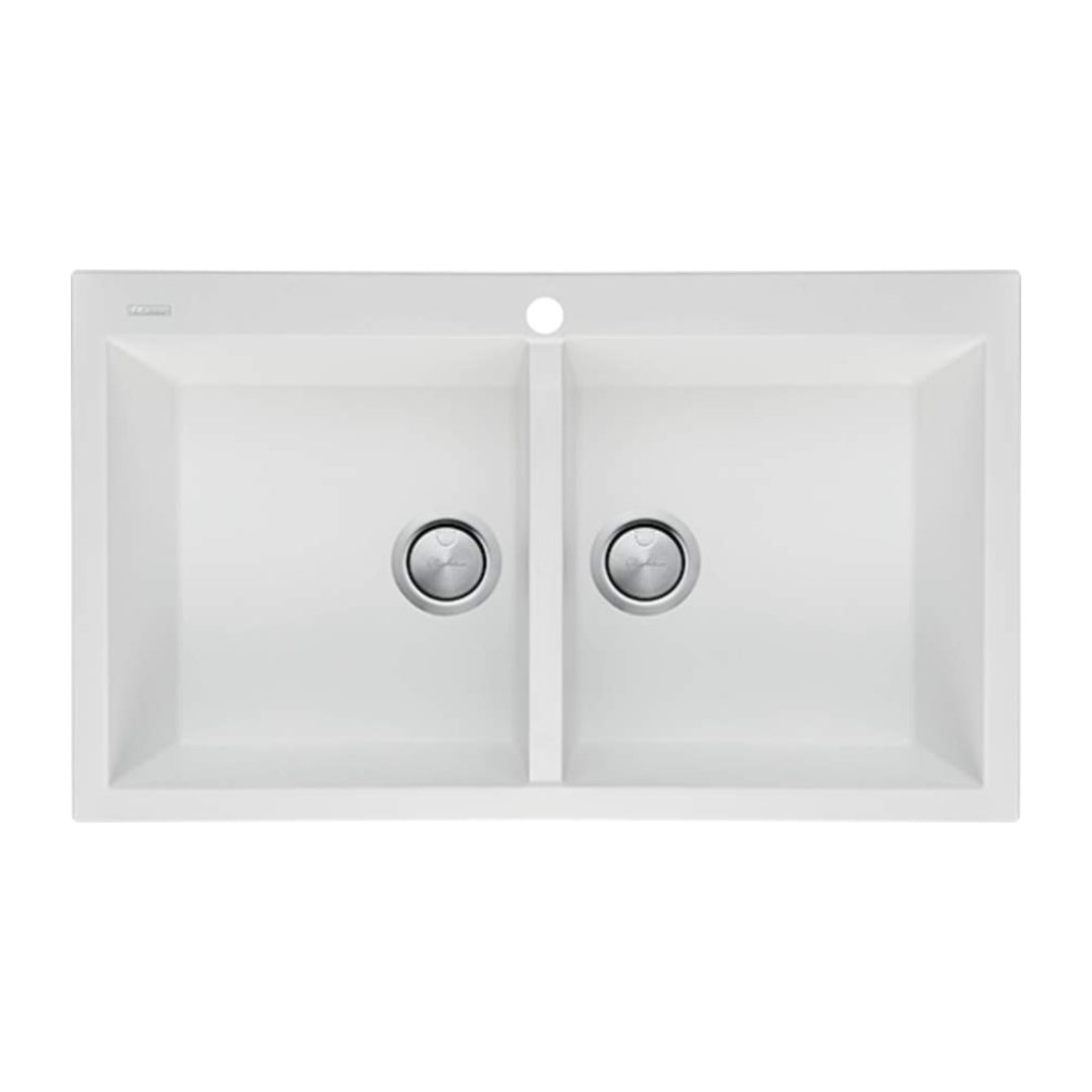 Oliveri Santorini White Double Bowl Topmount Sink - ST-WH1564