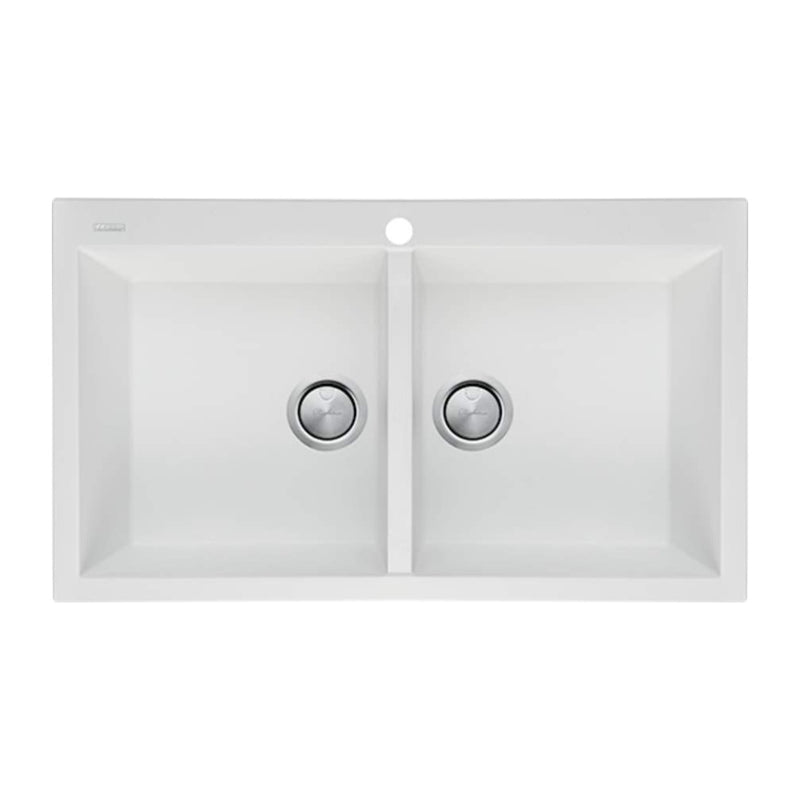 Oliveri Santorini White Double Bowl Topmount Sink - ST-WH1564