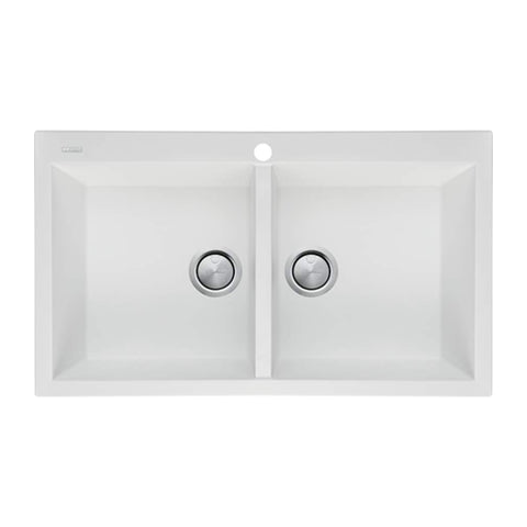 Oliveri Santorini White Double Bowl Topmount Sink - ST-WH1564