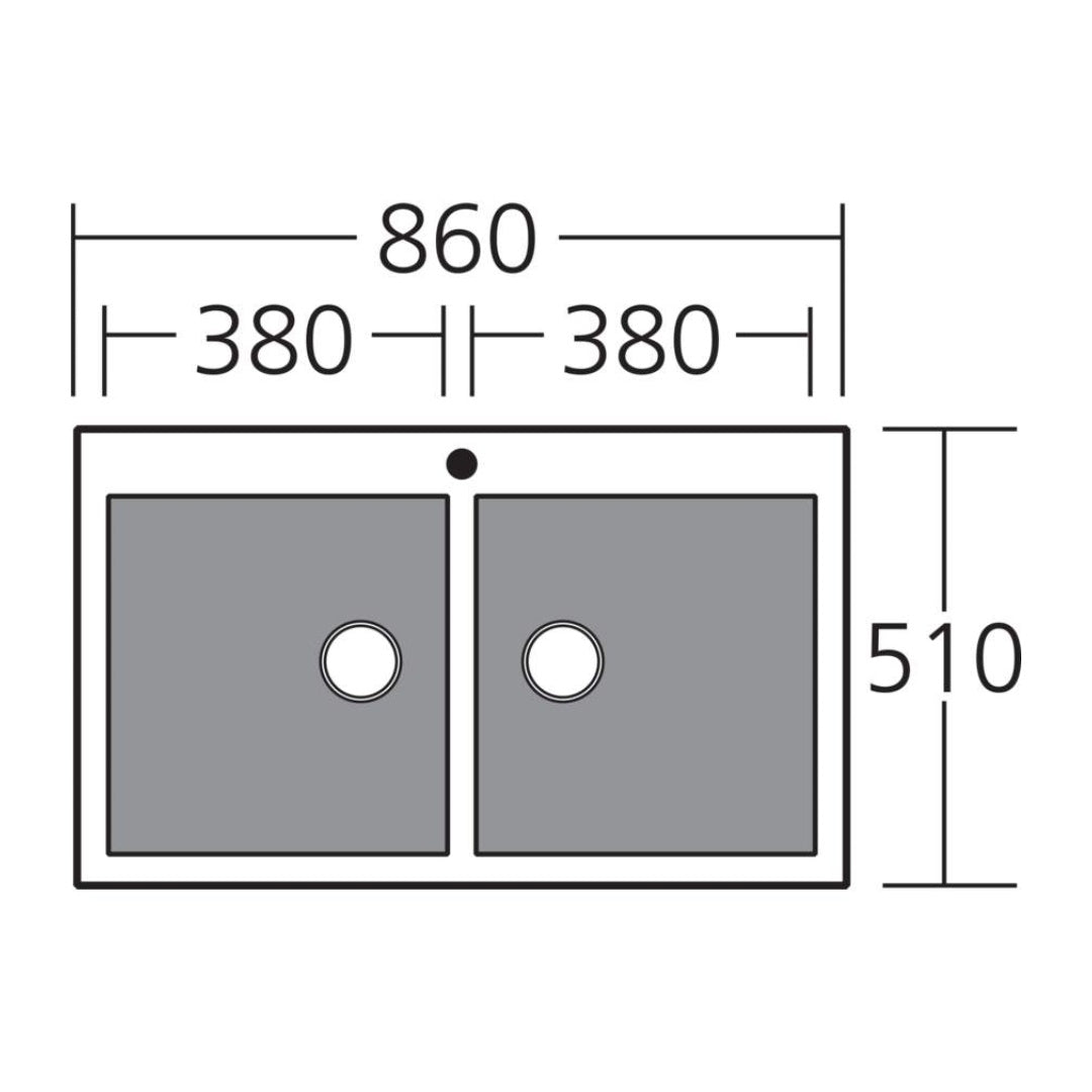 Oliveri Santorini White Double Bowl Topmount Sink - ST-WH1564