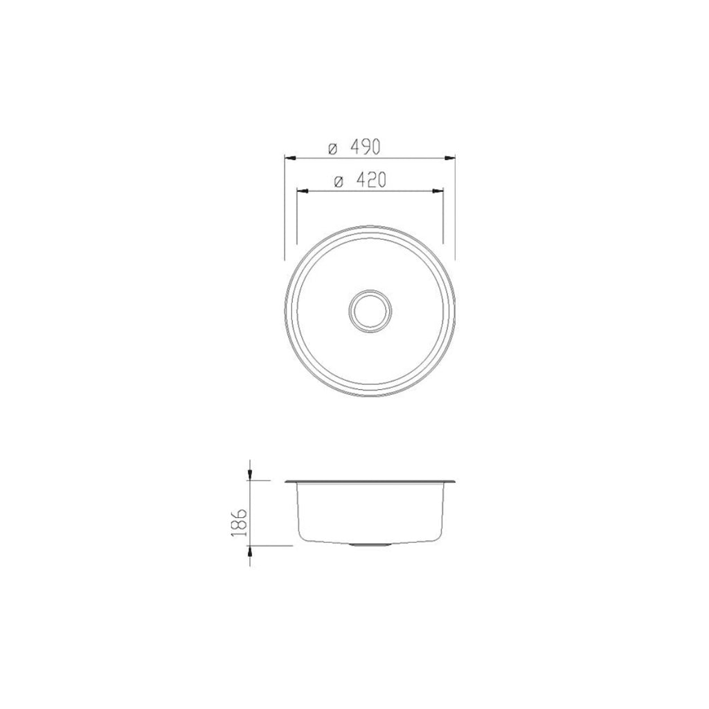 Oliveri Solitaire Single Bowl Inset Round Sink LR510