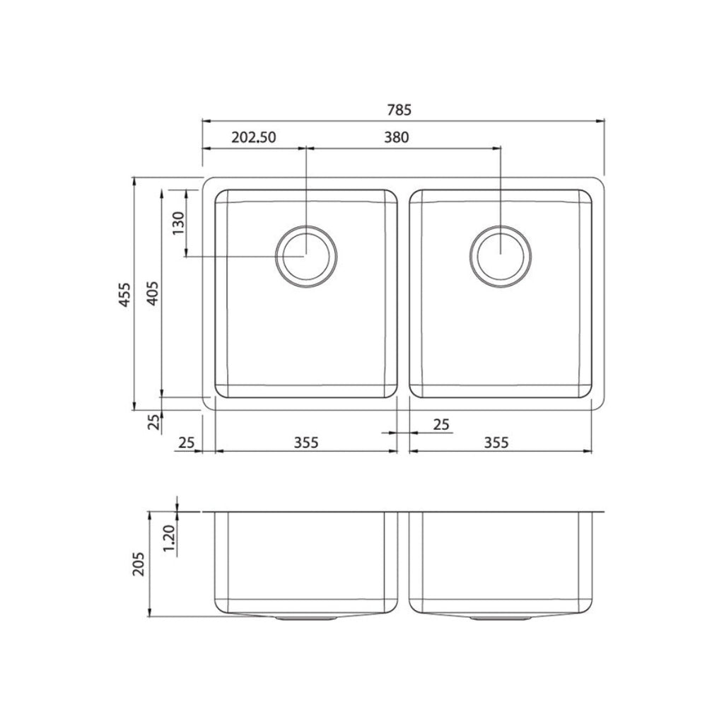 Oliveri Sonetto Double Bowl Undermount-Topmount Sink | SN63TU