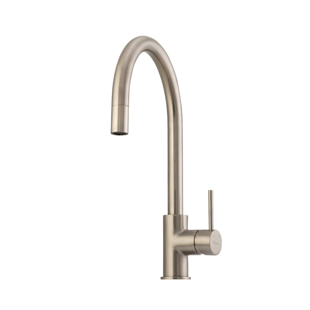 Oliveri Venice Gooseneck Pull-Out Sink Mixer - Brushed Nickel - VE520FBN-P