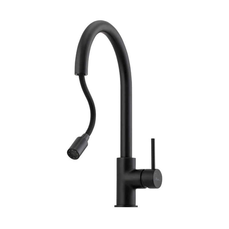 Oliveri Venice Gooseneck Pull-Out Sink Mixer - Matte Black
