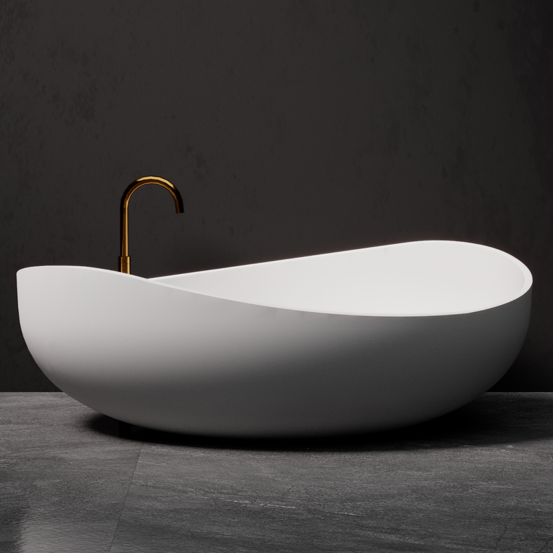 Pietra Bianca Onda 1800mm Freestanding Bath - Charcoal - PB4001-C
