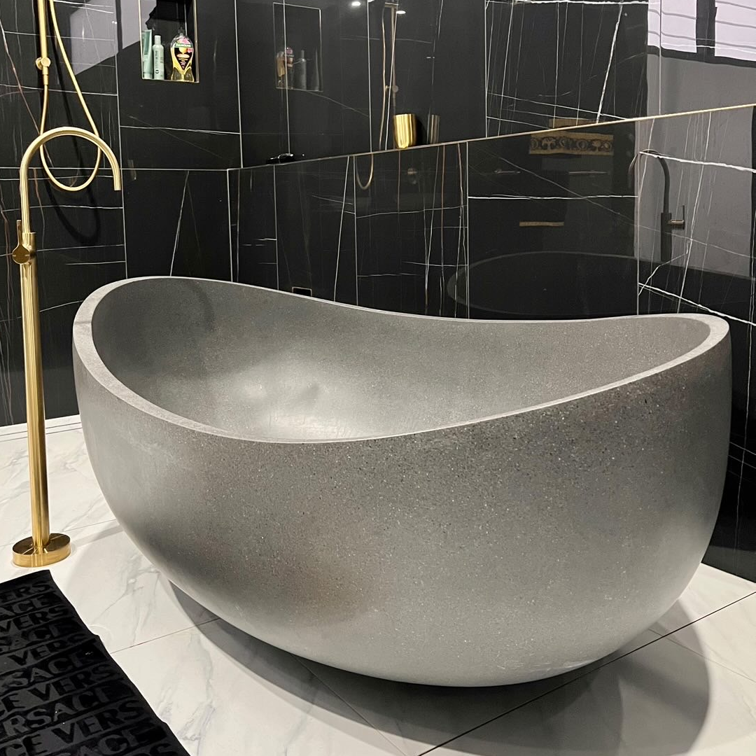 Pietra Bianca Onda 1800mm Freestanding Bath - Charcoal - PB4001-C