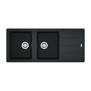 Franke Basis BFG621ON-B Double Bowl Sink & Drainer - Onyx - BFG621ONB