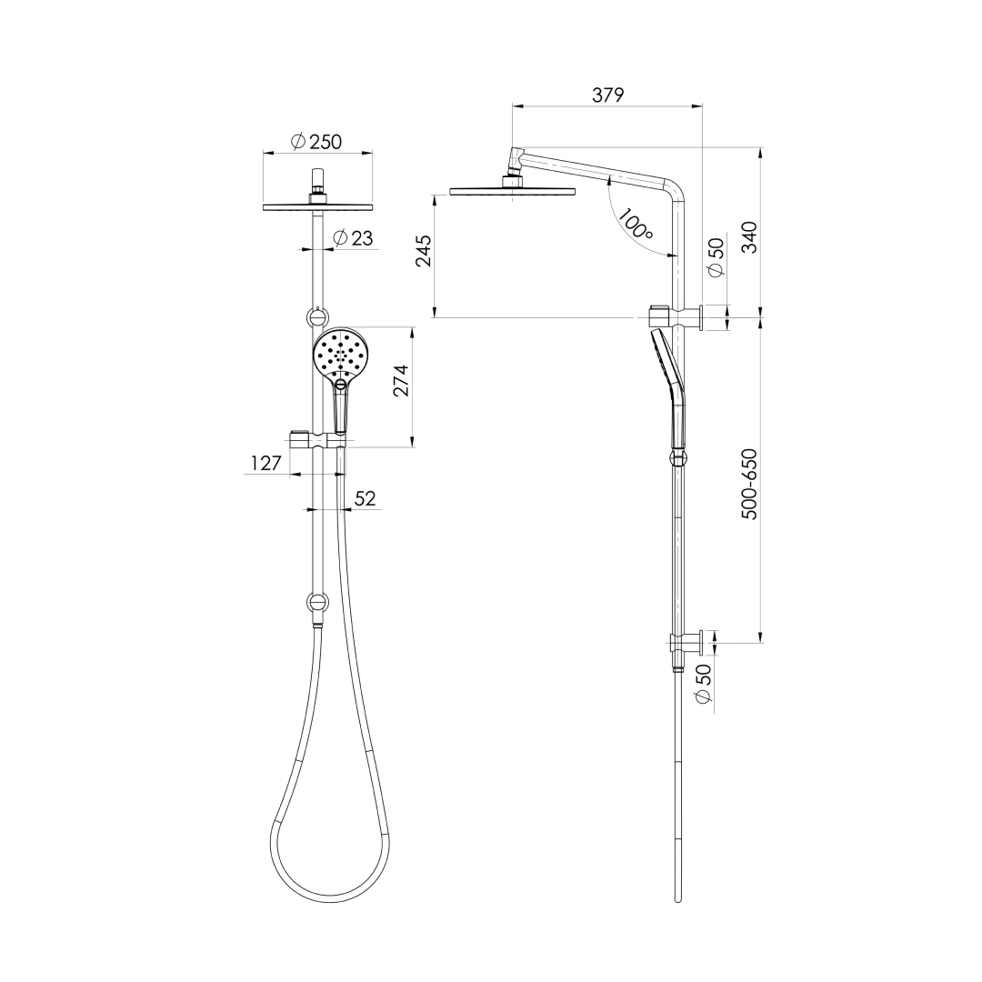 Phoenix Ormond Twin Shower System - Brushed Gold - 609-6530-12