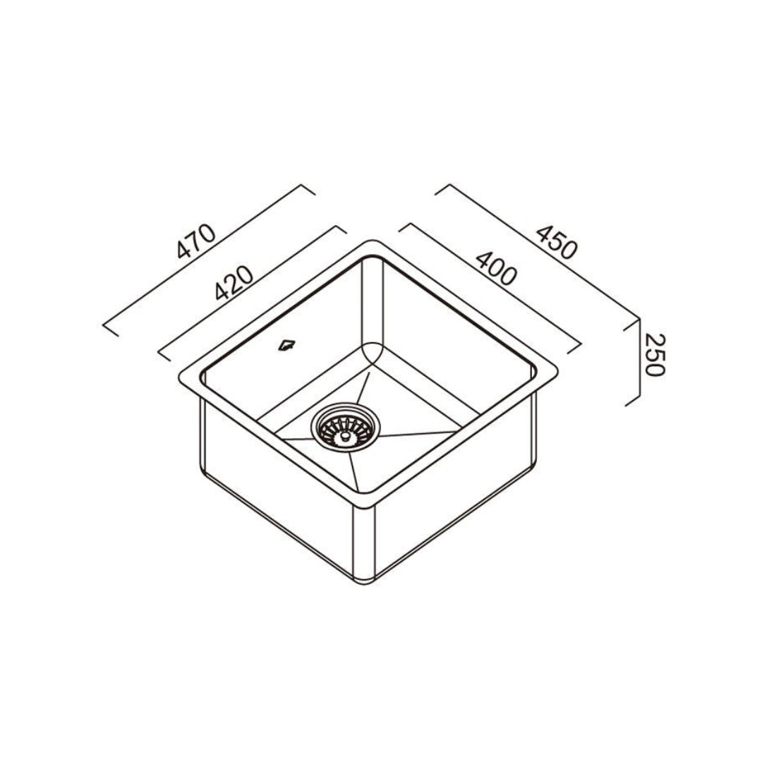 Abey LT120 45L Single Bowl Laundry Sink w/Overflow