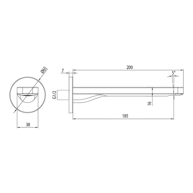 Argent Pace 2.0 200mm Bath Spout - LF Brushed Gold