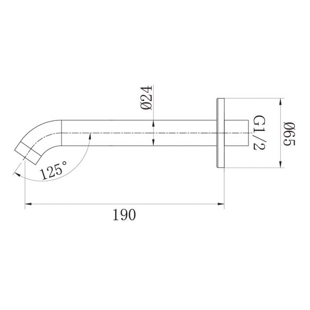 Argent Grace 2.0 190mm Bath Spout - LF Matte Black - P966395B