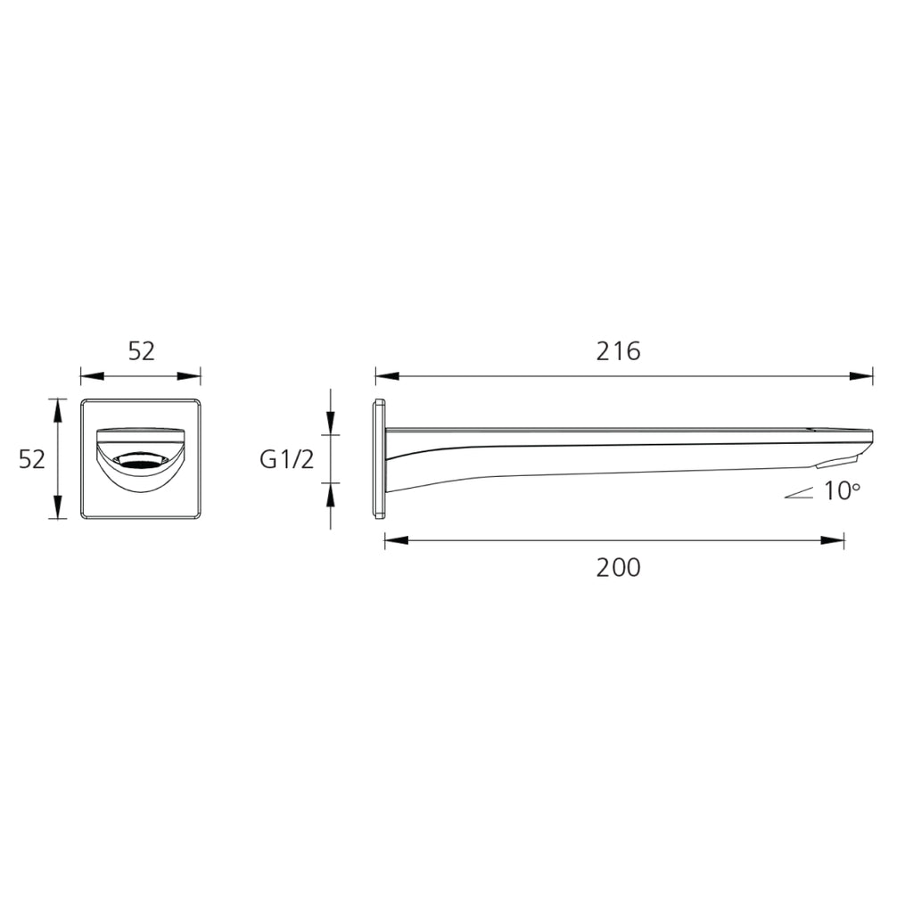 Oliveri Paris Wall Spout - LF Matte Black - PA102206FMB