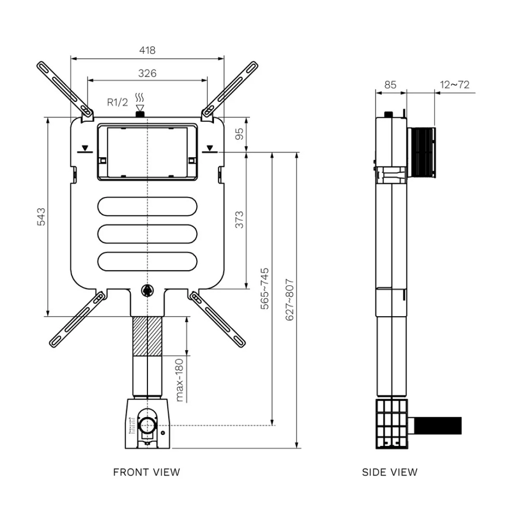 Parisi Incasso Front Flush Concealed Cistern with Adjustable Flush Pipe - PA310
