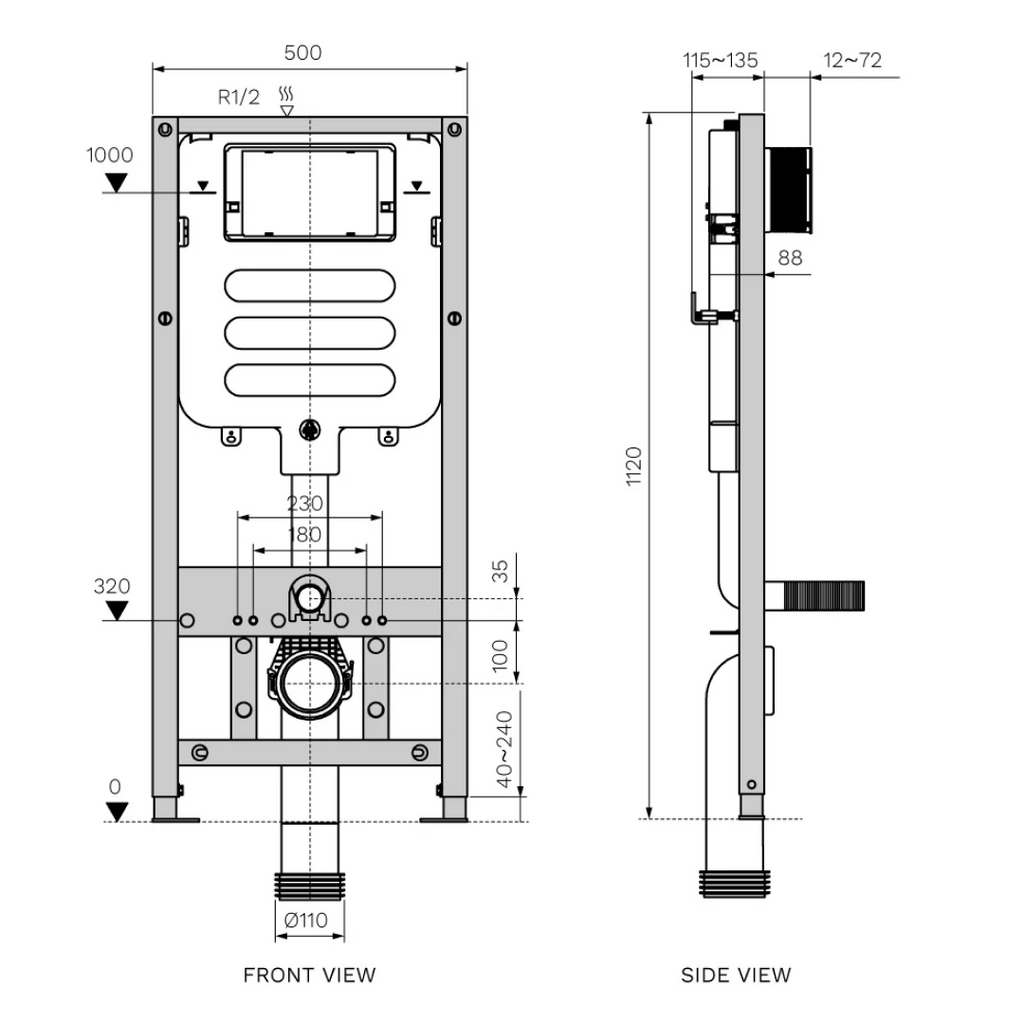 Parisi Incasso Front Flush Concealed Cistern with Metal Frame - PA320
