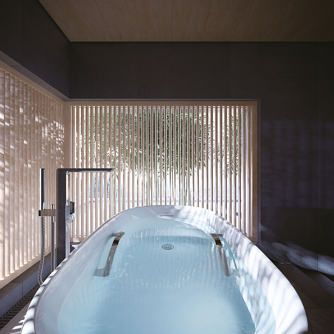 TOTO Galalato 1695 Reinforced Marble Freestanding Bath with Nickel Hand Grips - Matte White - PJY1744NHPWE#MW