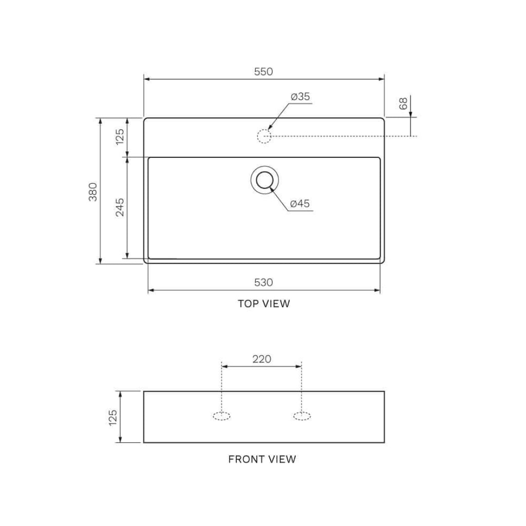Parisi Linfa 55 Wall Basin - No Tap Hole - Gloss White - PMP7600/S