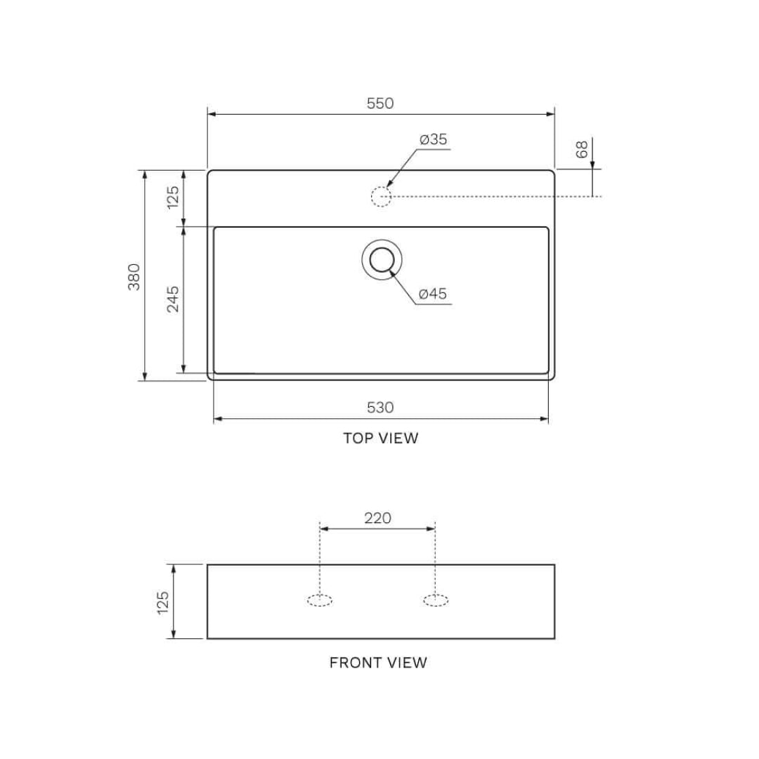 Parisi Linfa 55 Wall Basin - No Tap Hole - Gloss White - PMP7600/S