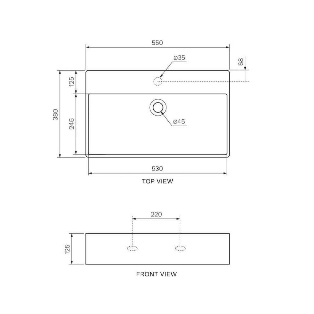 Parisi Linfa 55 Wall Basin - One Tap Hole - Gloss White - PMP7601/S