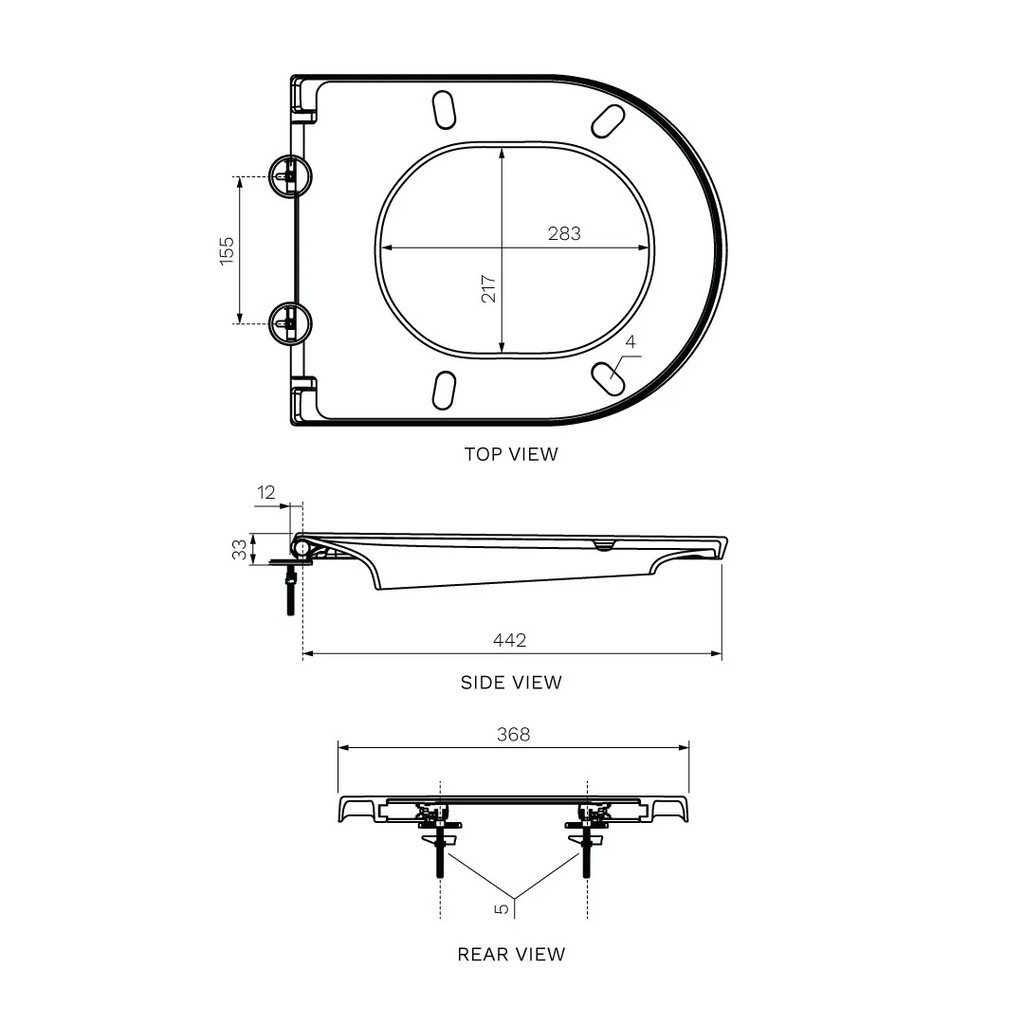 Parisi Linfa 70 Soft Close Seat with Adjustable Lift off Hinge - PN5771