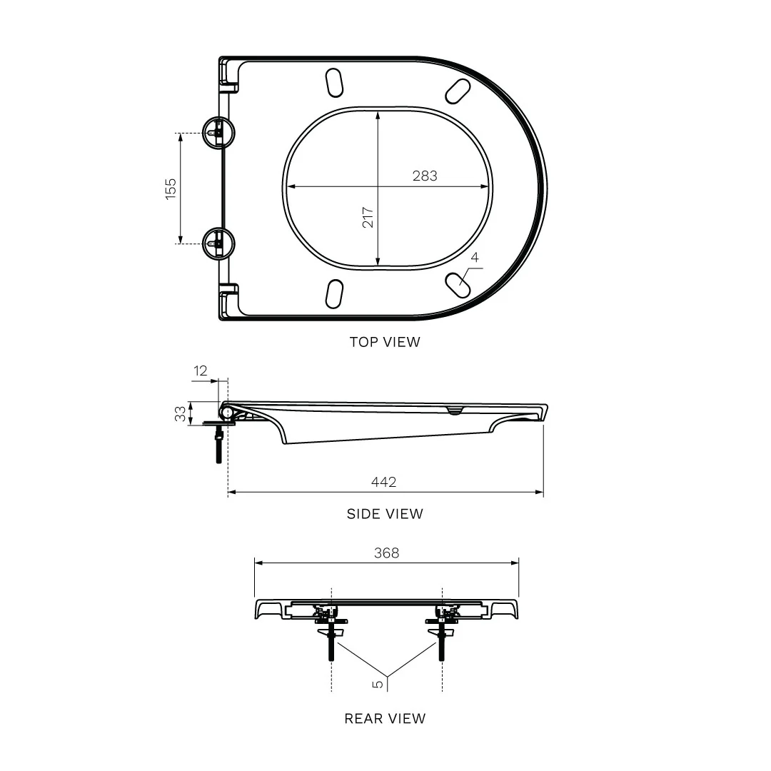 Parisi Linfa 70 Soft Close Seat with Adjustable Lift off Hinge - PN5771