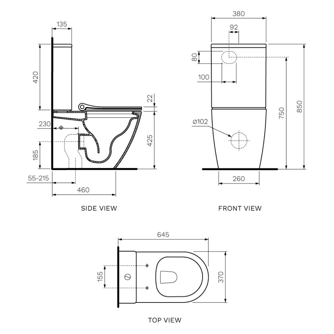 Parisi Ellisse II Wall Faced Rimless Toilet Suite (Includes Pressalit Seat) - PN60P