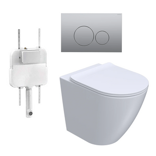 Parisi Ellisse PN610 Mk II Floor Mount Toilet Package - Includes Satin Chrome Tondo Flush Plate - PN610 + PA110 + PA222
