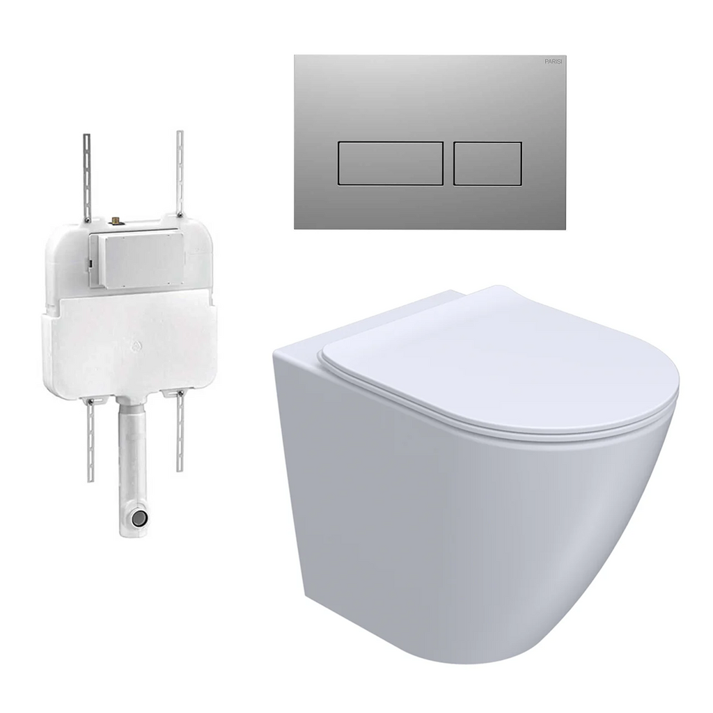 Parisi Ellisse PN610 Mk II Floor Mount Toilet Package - Includes Chrome Blade Flush Plate - PN610 + PA110 + PA231