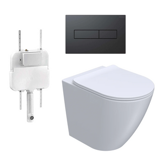 Parisi Ellisse PN610 Mk II Floor Mount Toilet Package - Includes Matte Black Blade II Flush Plate - PN610 + PA110 + PA401.02