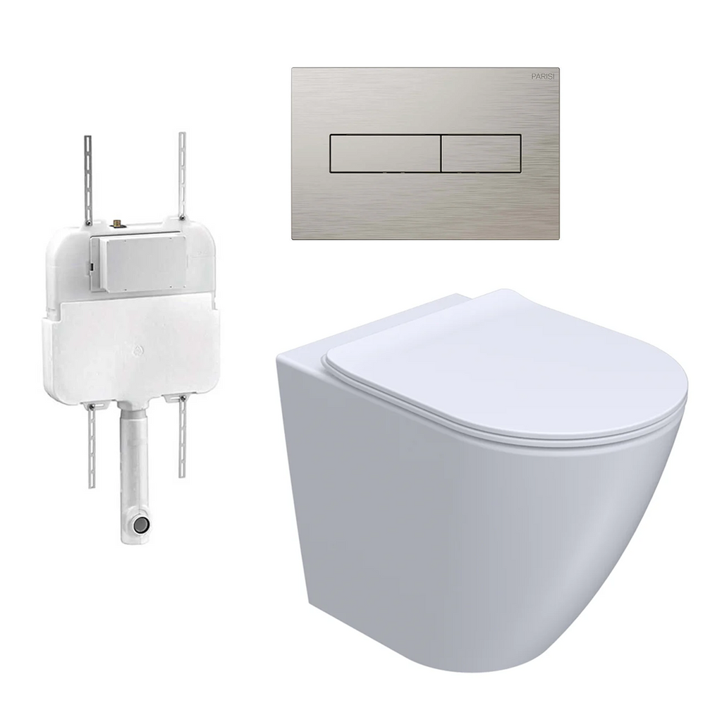 Parisi Ellisse PN610 Mk II Floor Mount Toilet Package - Includes Brushed Nickel Blade II Flush Plate - PN610 + PA110 + PA401.41