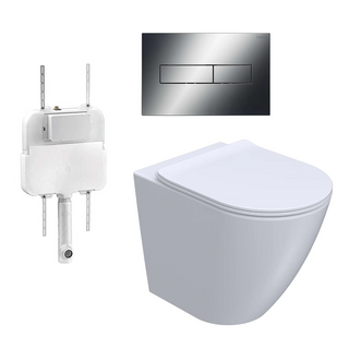 Parisi Ellisse PN610 Mk II Floor Mount Toilet Package - Includes Chrome Blade II Flush Plate - PN610 + PA110 + PA401