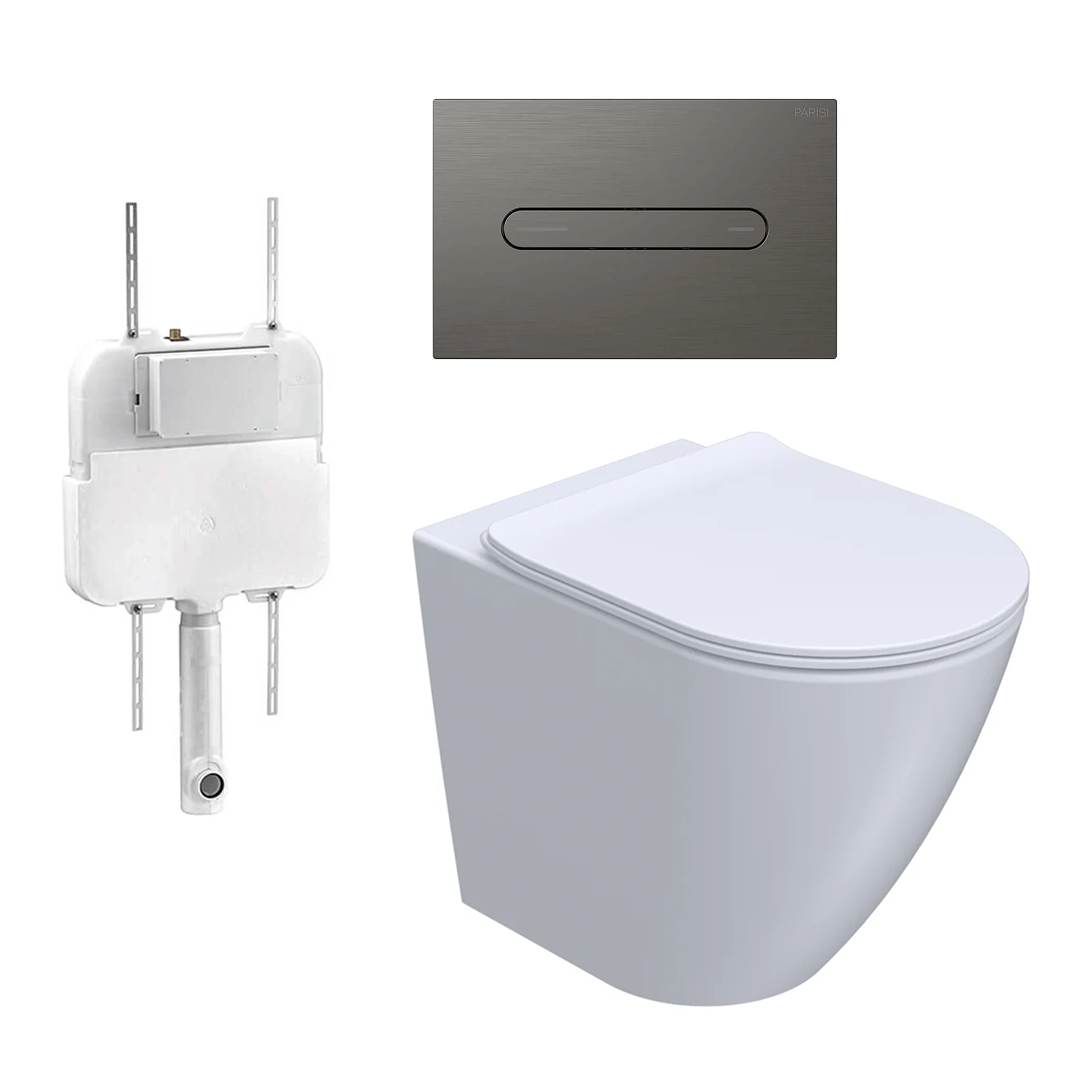 Parisi Ellisse PN610 Mk II Floor Mount Toilet Package - Includes Fucile Elli Flush Plate - PN610 + PA110 + PA402.50