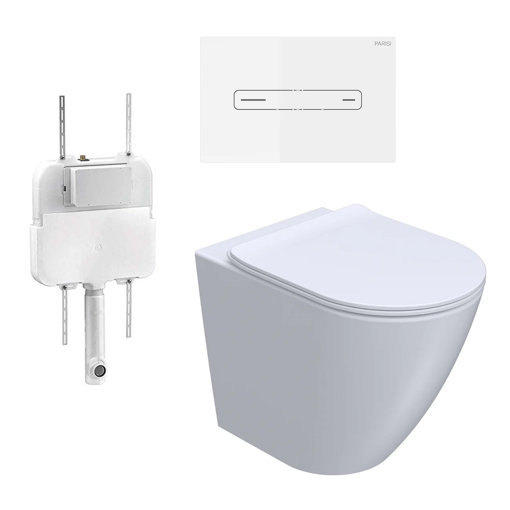 Parisi Ellisse PN610 Mk II Floor Mount Toilet Package - Includes Gloss White Quasar Flush Plate - PN610 + PA110 + PA403.11