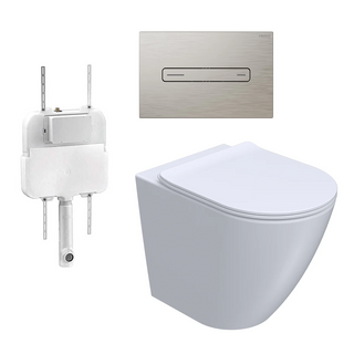 Parisi Ellisse PN610 Mk II Floor Mount Toilet Package - Includes Brushed Nickel Quasar Flush Plate - PN610 + PA110 + PA403.41