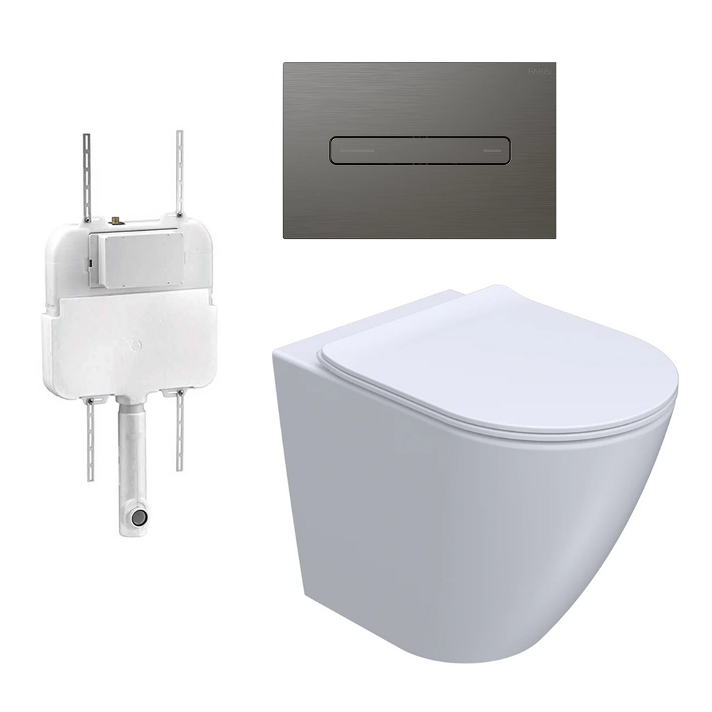 Parisi Ellisse PN610 Mk II Floor Mount Toilet Package - Includes Fucile Quasar Flush Plate - PN610 + PA110 + PA403.50