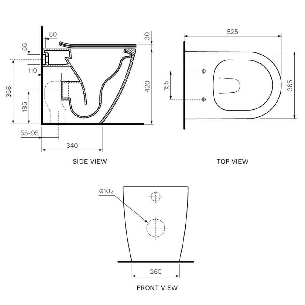 Parisi Ellisse PN610 Mk II Wall Faced Toilet - Slim Soft Close Seat