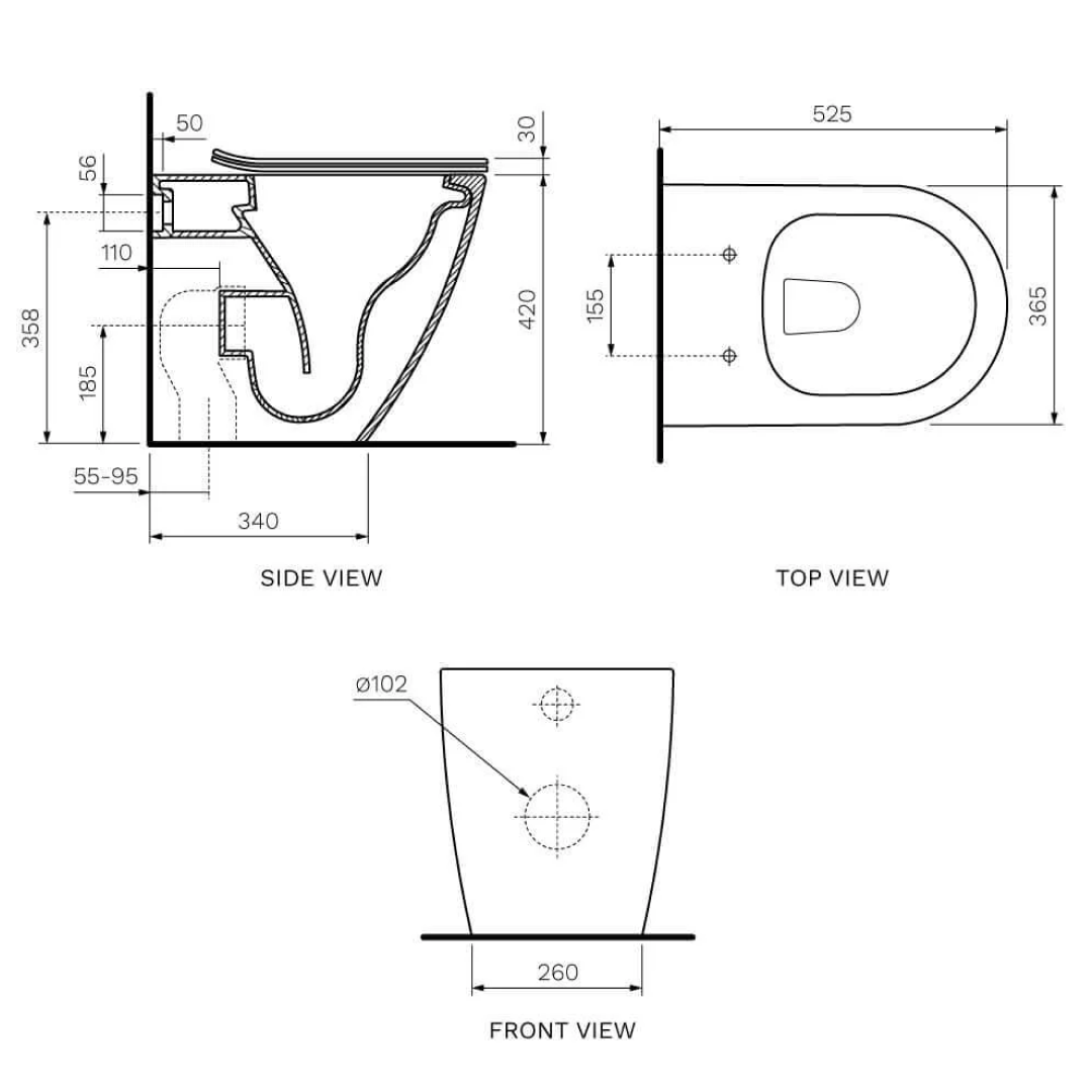 Parisi Ellisse PN610 Mk II Wall Faced Toilet - Slim Soft Close Seat