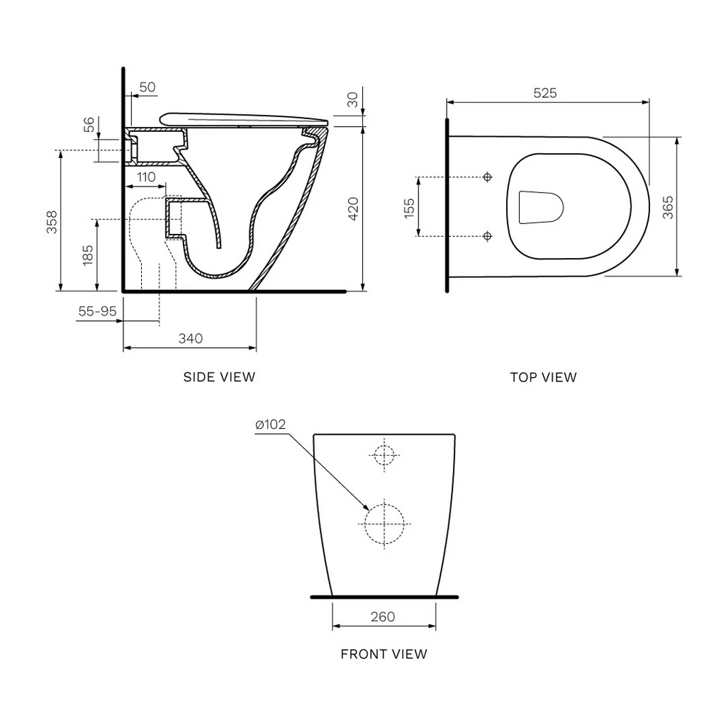 Parisi Ellisse MK II Rimless Wall Faced Pan (Includes Moda Seat) - PN61M
