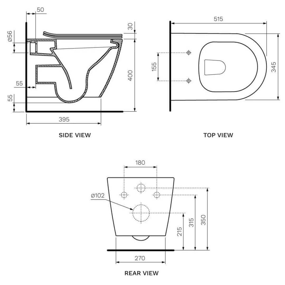 Parisi Ellisse PN620 MKII Wall Hung Pan - Soft Close Seat