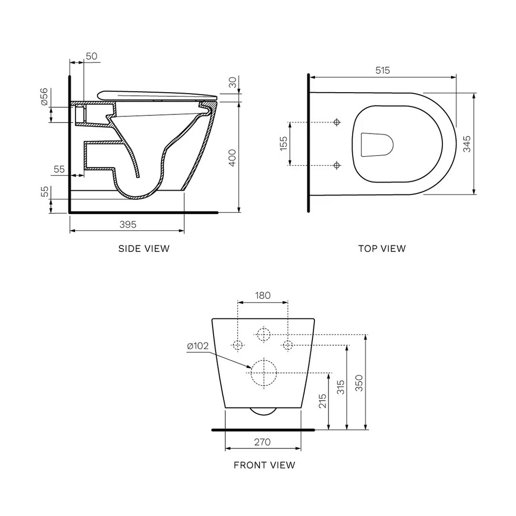 Parisi Ellisse MK II Rimless Wall Hung Pan (Includes Moda Seat) - PN62M