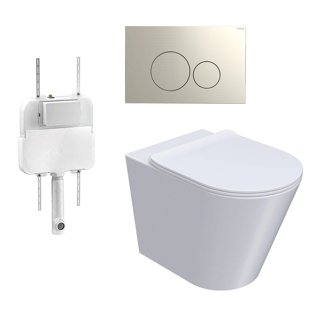 Parisi L'Hotel PN740 Floor Mount Toilet Package - Includes Brushed Nickel Tondo Flush Plate - PN740 + PA110 + PA220.41