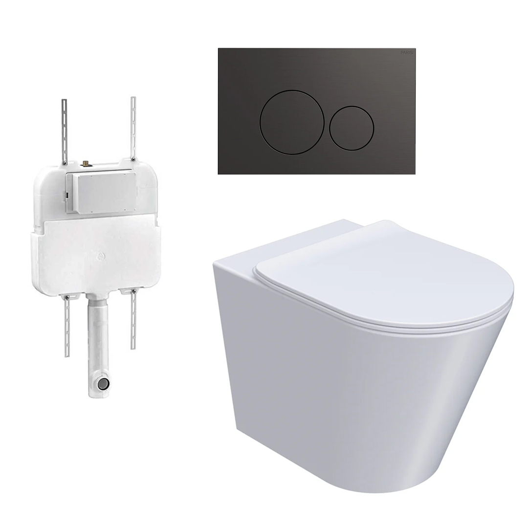 Parisi L'Hotel PN740 Floor Mount Toilet Package - Includes Fucile Tondo Flush Plate - PN740 + PA110 + PA228
