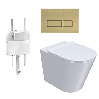Parisi L'Hotel PN740 Floor Mount Toilet Package - Includes Brushed Brass Blade Flush Plate - PN740 + PA110 + PA230.46
